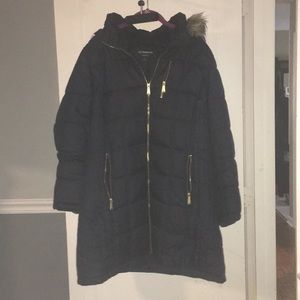Navy Blue puffer, midi coat